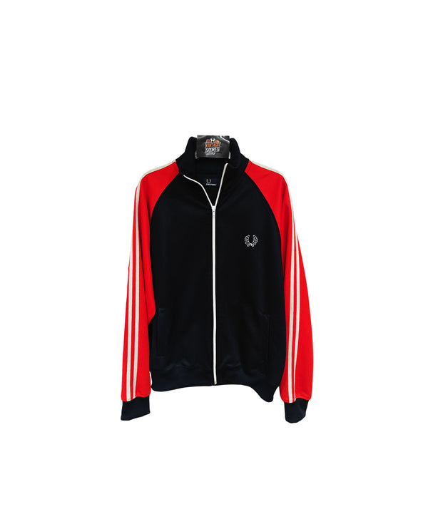 Fred Perry Tracksuit Track Top Jacket Red Black 2000s (M)