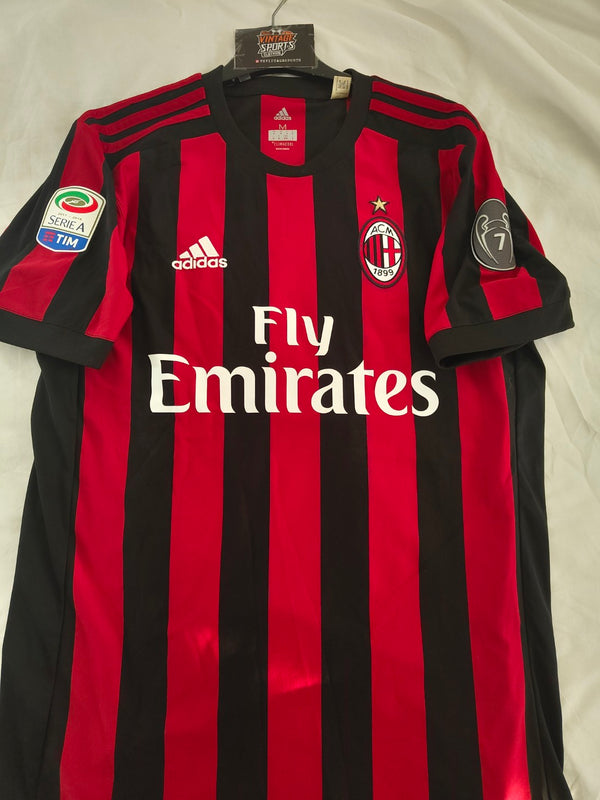 AC Milan Home Football Shirt 2017-2018 (M) #10 Calhanoglu