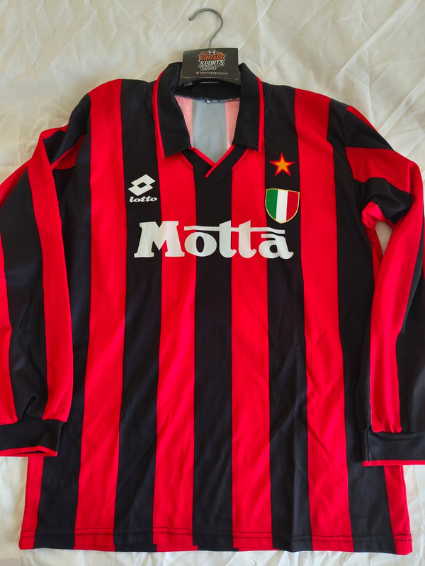AC Milan Long Sleeve home Football Shirt 1993-1994 (S)