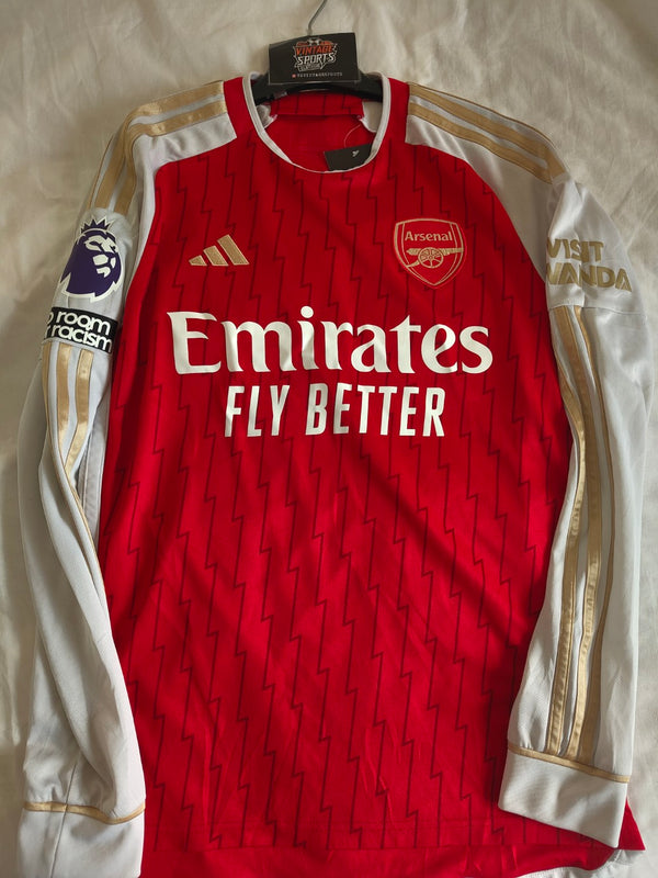 Arsenal FC Long Sleeve Home Football Shirt 2023-2024 (S) 11 Martinelli