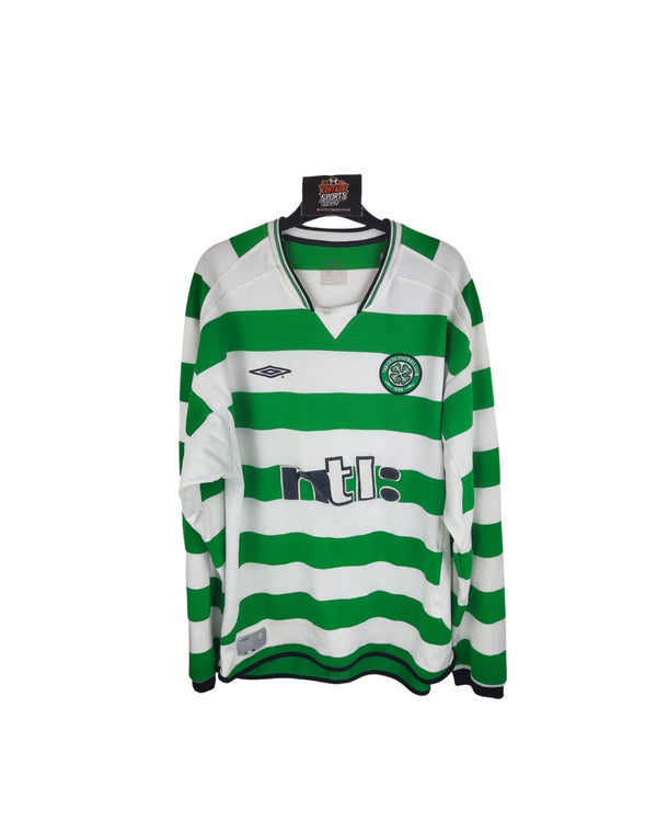 Celtic FC Long Sleeve Home Football Shirt 2001-2003 (M)