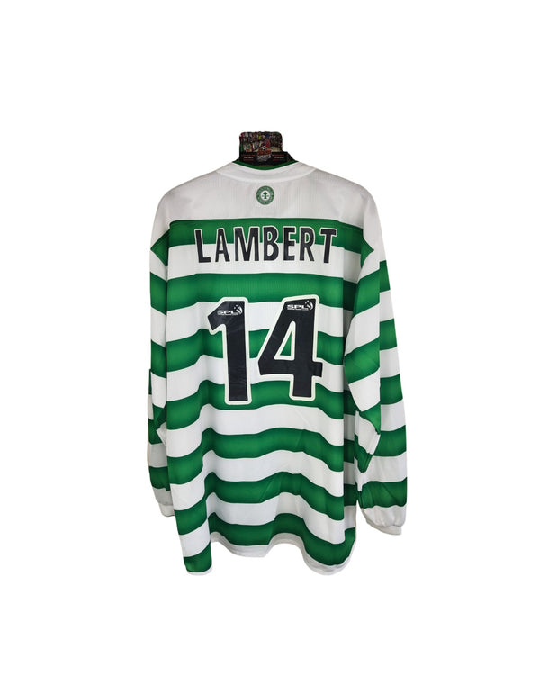 Celtic FC Long Sleeve Home Football Shirt 2003-2004 (XL) #14 Lambert