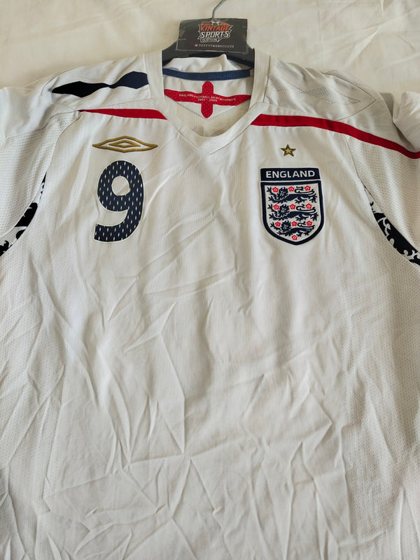England Home Football Shirt 2007-2009 (M) #9 Rooney