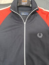 Fred Perry Tracksuit Track Top Jacket Red Black 2000s (M)