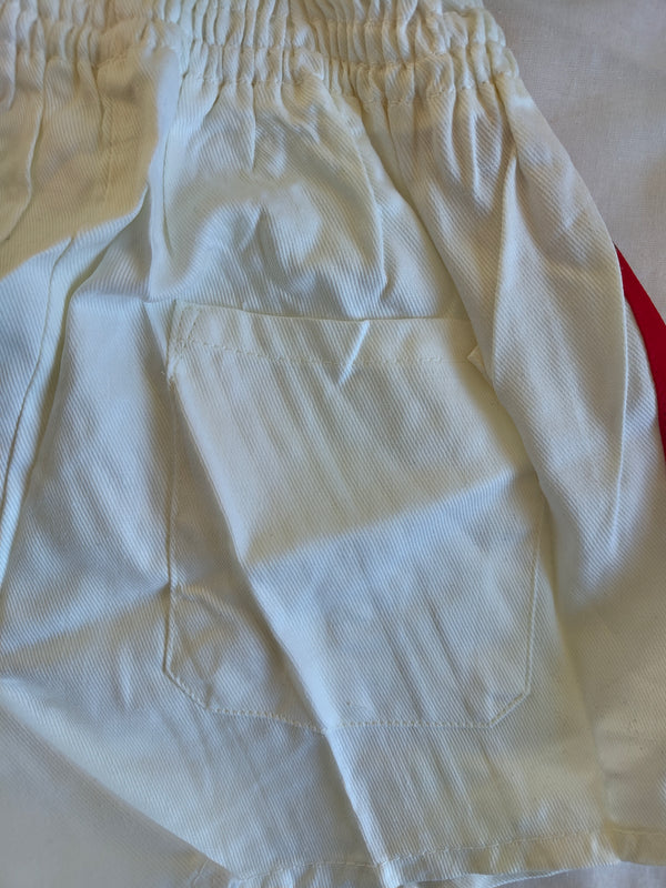 NEW Vintage Adidas Shorts 1980s White Red (Youths)