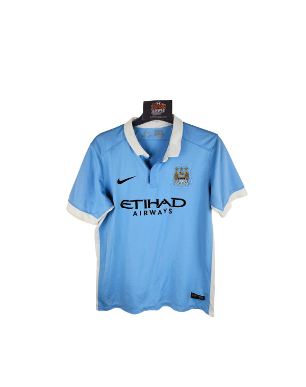 Manchester City Home Football Shirt 2015-2016 (Youths) 10 Kun Aguero