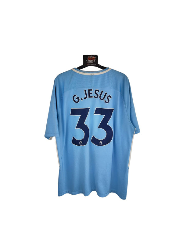 Manchester City Home Football Shirt 2017-2018 (XL) 33 Gabriel Jesus