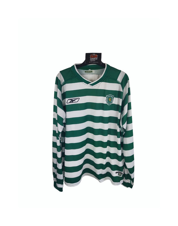 Matchworn Sporting CP Long Sleeve home Football Shirt 2003-2004 (XL) 49 Miguel Angelo