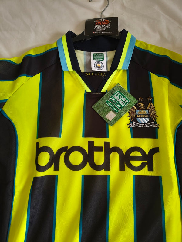 NEW Manchester City Official Retro Away Football Shirt 1998-1999 (L)