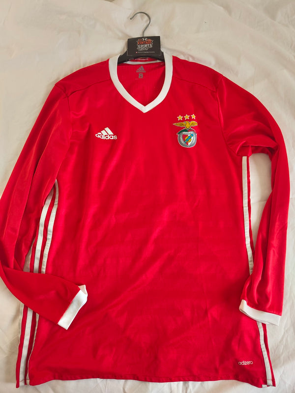 SL Benfica Player Issue Long Sleeve Unsponsored Home Football Shirt 2016-2017 (L)