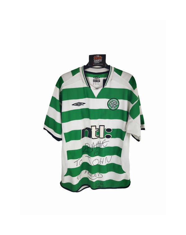Signed Celtic FC Home Football Shirt 2001-2003 (M) 6 Balde