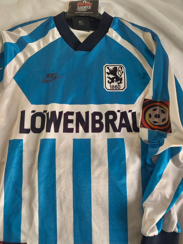 TSV 1860 Munich Long Sleeve Home Football Shirt 1995-1996 (S) #10 Nowak