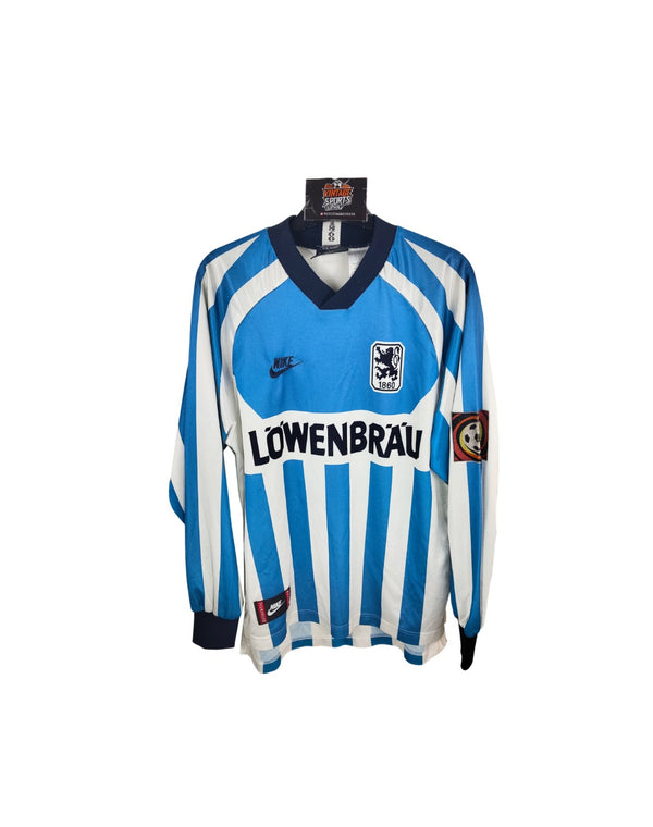 TSV 1860 Munich Long Sleeve Home Football Shirt 1995-1996 (S) #10 Nowak