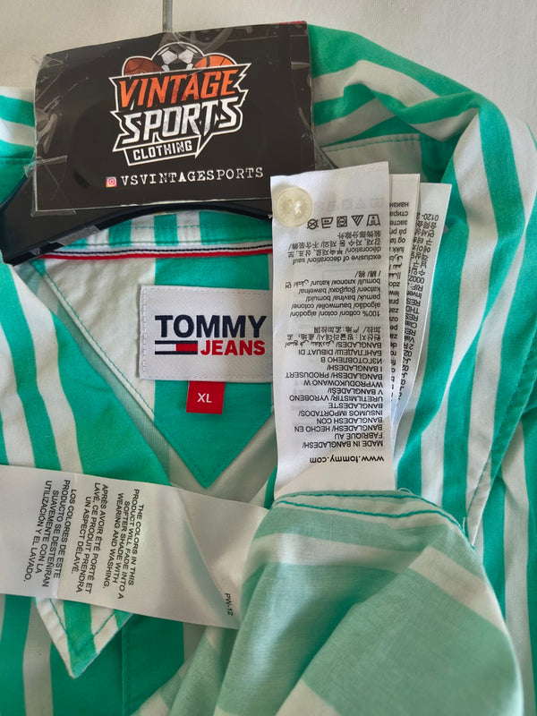 Tommy Hilfiger Jeans Button shirt Pinstripe Green White (XL)
