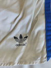 Vintage Adidas Football Shorts Cotton 1980s White blue (S) #4