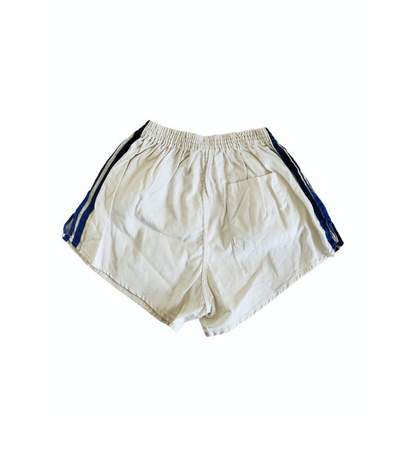 Vintage Adidas Football Shorts Cotton 1980s White blue (S) #4