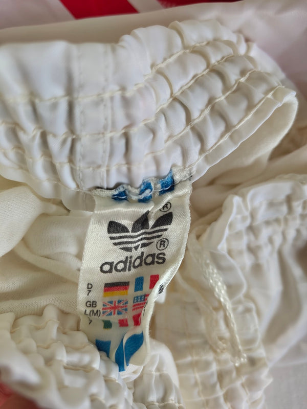 Vintage Adidas Shorts 1990s White Red (L)
