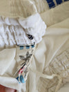 Vintage adidas shorts waist with gathered elastic and blue drawstring detail