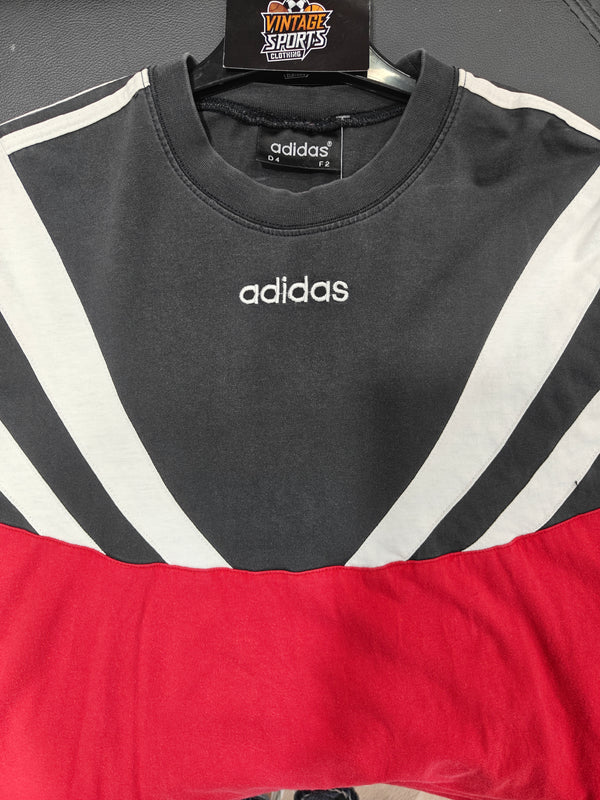 Vintage Adidas T-Shirt Red Black 1990s (M)