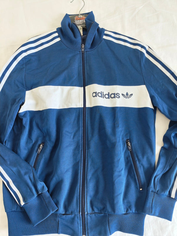 Vintage Adidas Tracksuit Top Jacket 1990s Blue (L)