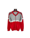 Vintage Adidas Tracksuit Top Jacket Red Grey 1980s (S)