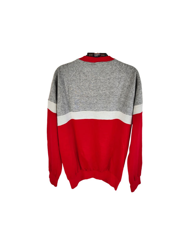Vintage Adidas Tracksuit Top Jacket Red Grey 1980s (S)