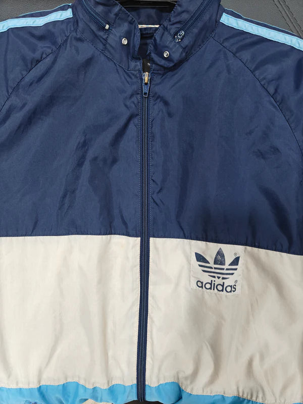 Vintage Adidas Windbreaker Rain Jacket Blue 1990s (M)