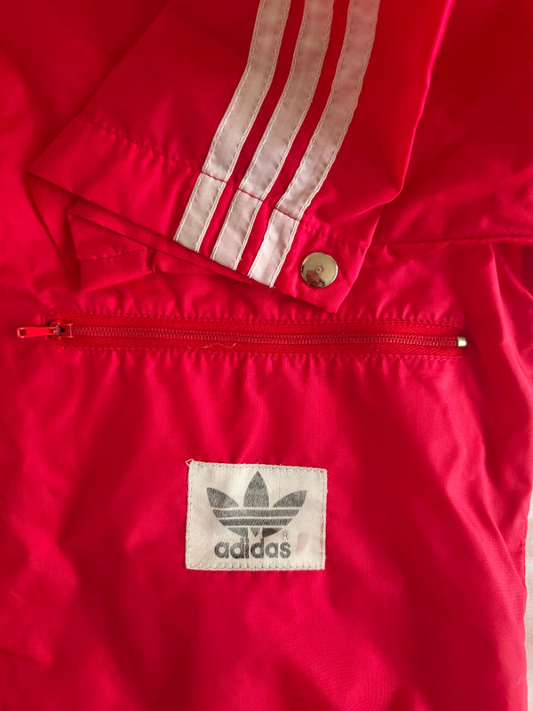 Vintage Adidas Windbreaker Rain Jacket Red 1980s (S)