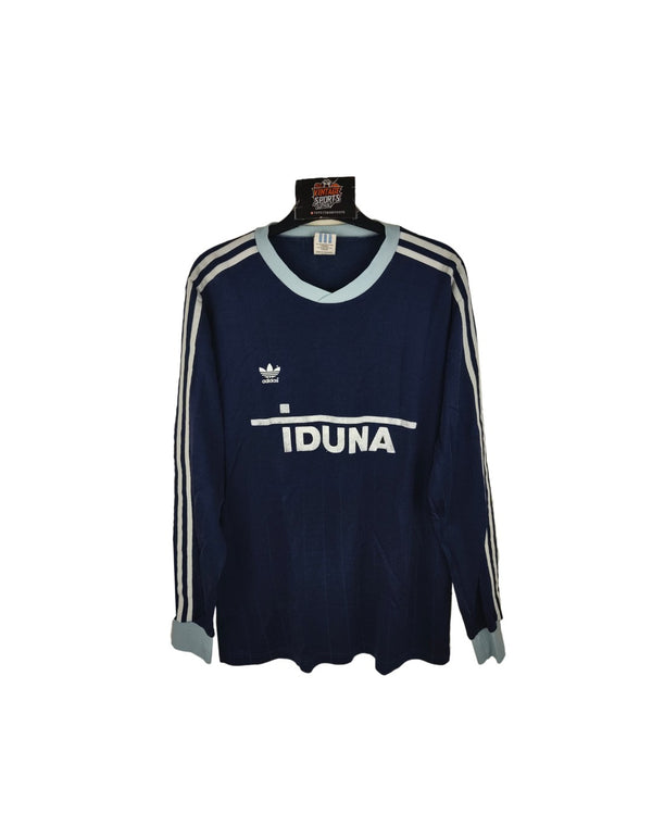 Vintage Adidas Long Sleeve template Football Shirt 1990s Blue (L) #12