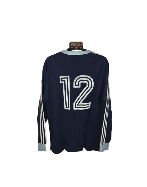 Vintage Adidas Long Sleeve template Football Shirt 1990s Blue (L) #12