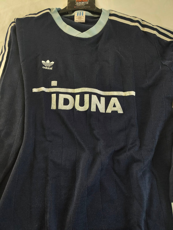 Vintage Adidas Long Sleeve template Football Shirt 1990s Blue (L) #12