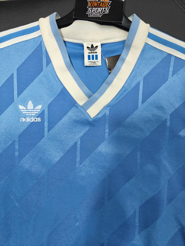 Vintage Football Shirt Adidas Blue 1990s (M) #14