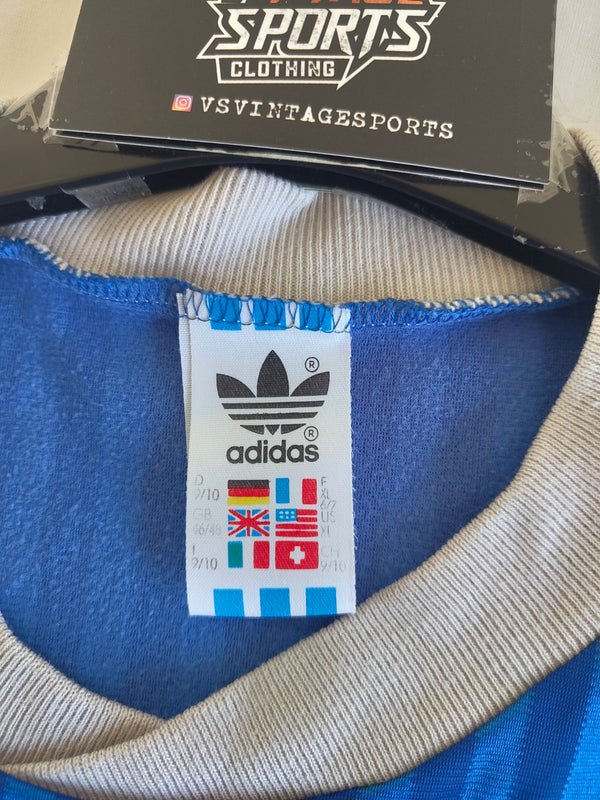 Vintage Football Shirt Adidas Blue White 1990s (L)