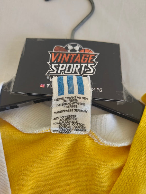 Vintage Football Shirt Adidas Yellow White 1980s (M)