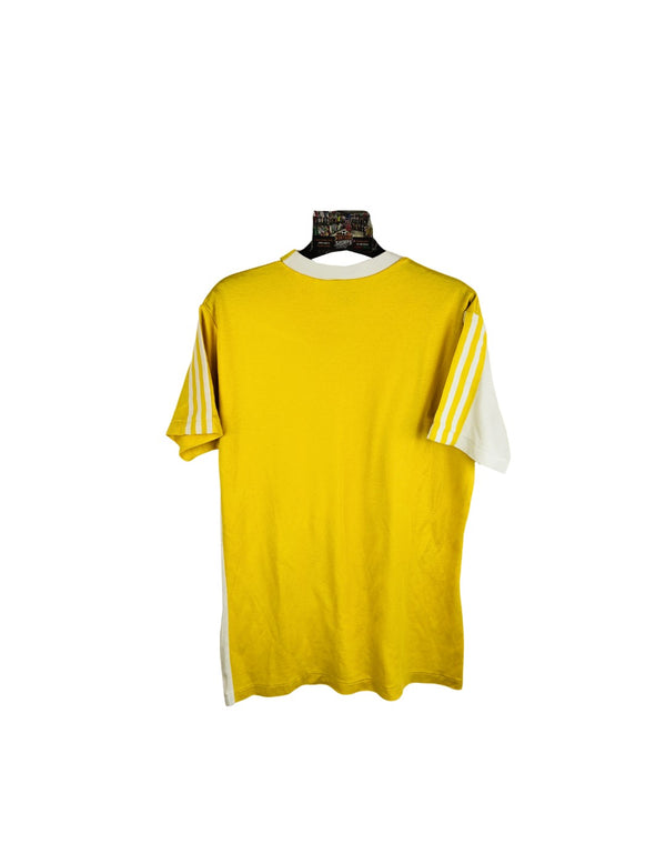 Vintage Football Shirt Adidas Yellow White 1980s (M)
