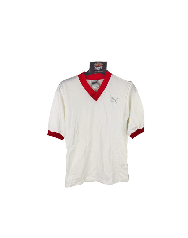 Vintage Football Shirt Puma 1980s White Red (S)