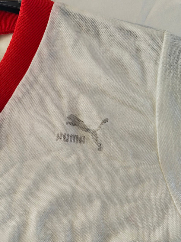 Vintage Football Shirt Puma 1980s White Red (S)
