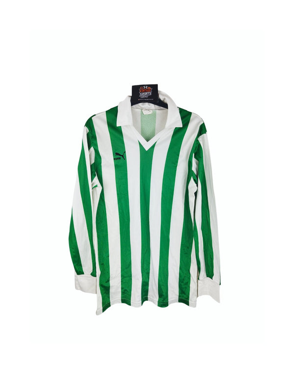 Vintage Football Shirt Puma 1980s Green white (M)