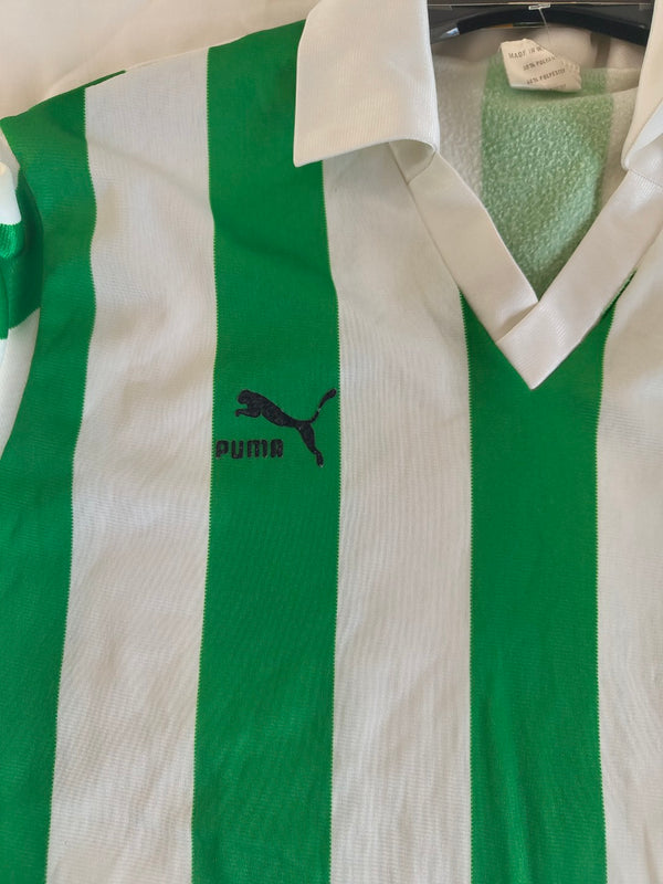 Vintage Football Shirt Puma 1980s Green white (M)