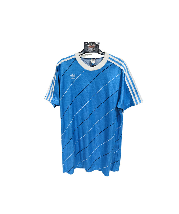 Vintage Football Shirt Template Adidas Blue 1980s (L) 10