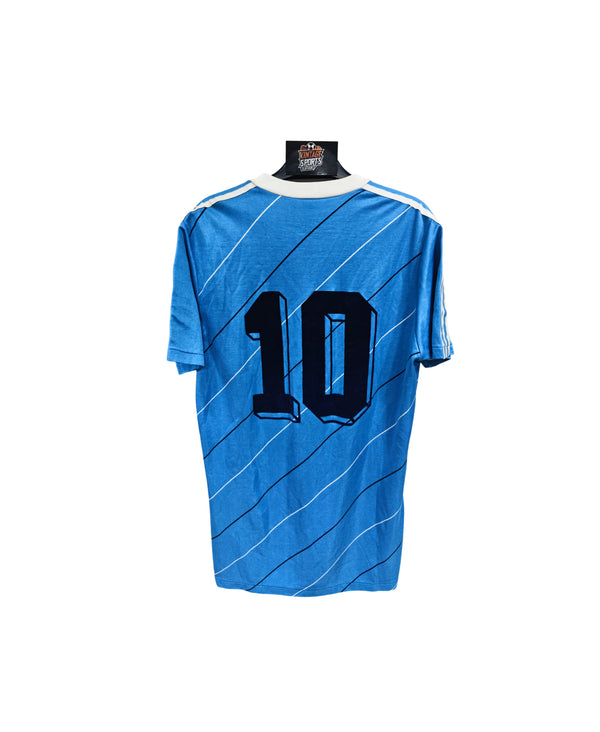 Vintage Football Shirt Template Adidas Blue 1980s (L) 10