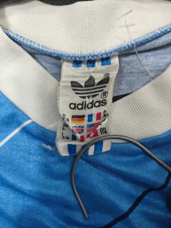 Vintage Football Shirt Template Adidas Blue 1980s (L) 10