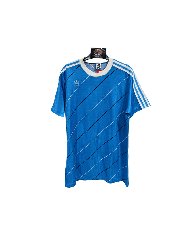 Vintage Football Shirt Template Adidas Blue 1980s (L) 13