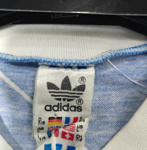 Vintage Football Shirt Template Adidas Blue 1980s (L) 13