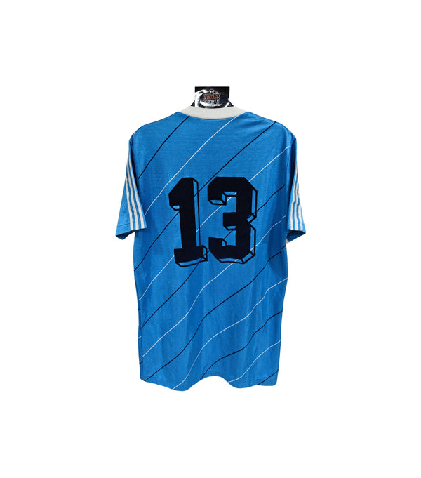 Vintage Football Shirt Template Adidas Blue 1980s (L) 13