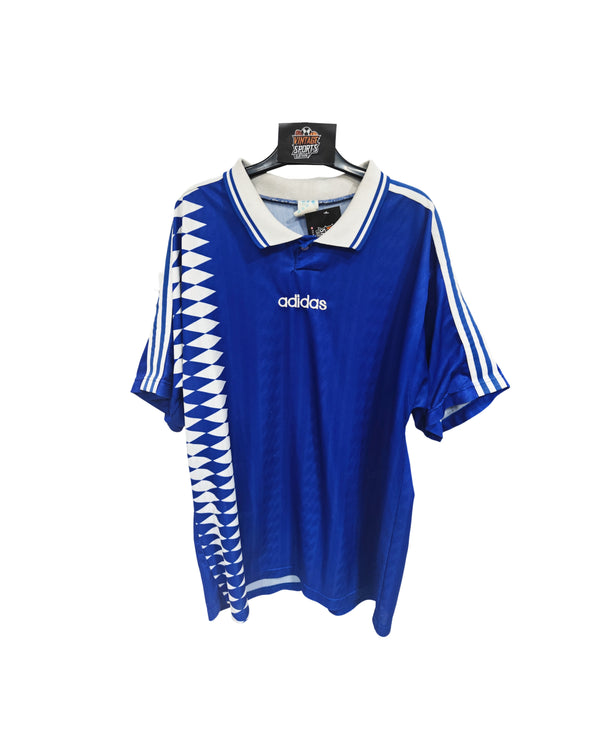 Vintage Football Shirt template Adidas Blue White 1990s (XL) 4