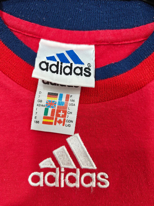 Vintage T-Shirt Adidas Red Blue 1990s (L)