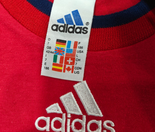 Vintage T-Shirt Adidas Red Blue 1990s (L)