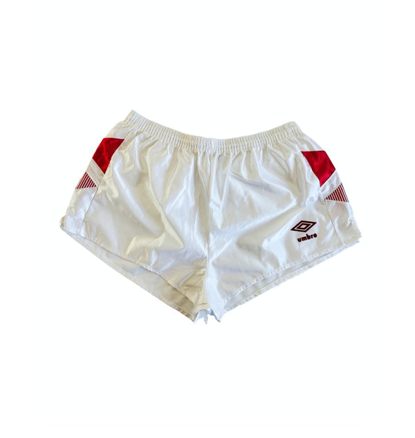 Vintage Umbro Football Sprinter Shorts 1980s White Red (M)